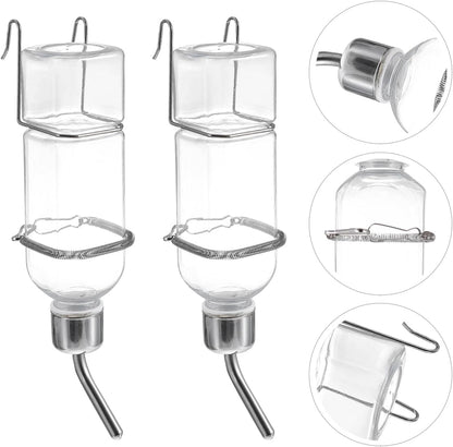 Small Animal Water Bottle 2 Pack, No Drip Guinea Pig Water Bottle & Rabbit Water Dispenser, 350ml Leakproof Pet Water Dispenser for Hamster, Bunny & Small Pet Cage Accessories