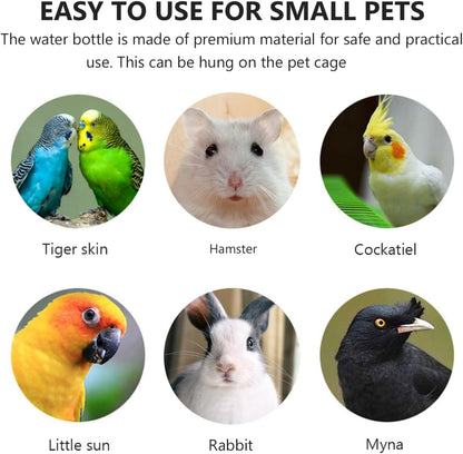 Small Animal Water Bottle 2 Pack, No Drip Guinea Pig Water Bottle & Rabbit Water Dispenser, 350ml Leakproof Pet Water Dispenser for Hamster, Bunny & Small Pet Cage Accessories