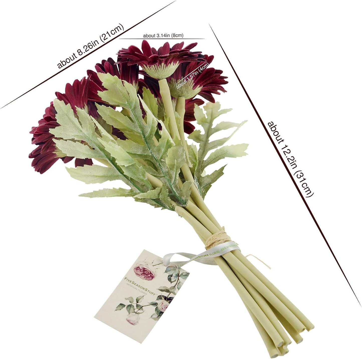 Real Touch Gerbera Daisy Artificial Flowers Arrangement & Wedding Bouquet (7 Floral Stems, Tuscany Yellow)