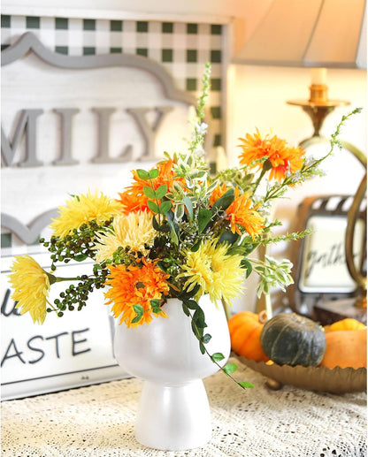 Real Touch Gerbera Daisy Artificial Flowers Arrangement & Wedding Bouquet (7 Floral Stems, Tuscany Yellow)