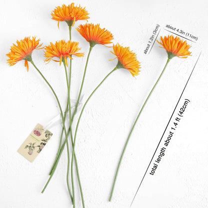 Real Touch Gerbera Daisy Artificial Flowers Arrangement & Wedding Bouquet (7 Floral Stems, Tuscany Yellow)