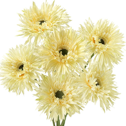 Real Touch Gerbera Daisy Artificial Flowers Arrangement & Wedding Bouquet (7 Floral Stems, Tuscany Yellow)