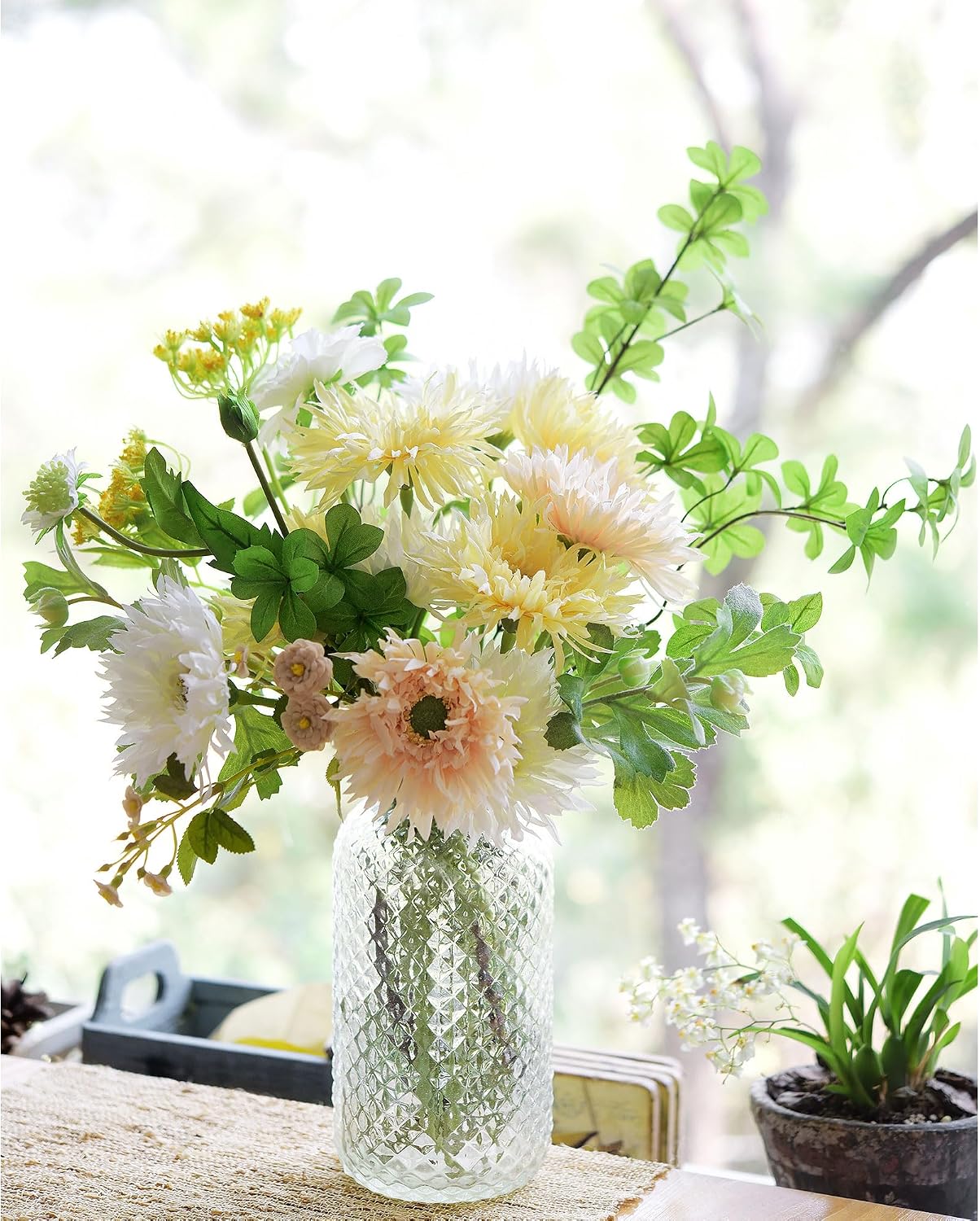 Real Touch Gerbera Daisy Artificial Flowers Arrangement & Wedding Bouquet (7 Floral Stems, Tuscany Yellow)