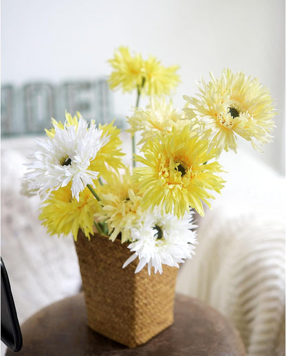 Real Touch Gerbera Daisy Artificial Flowers Arrangement & Wedding Bouquet (7 Floral Stems, Tuscany Yellow)
