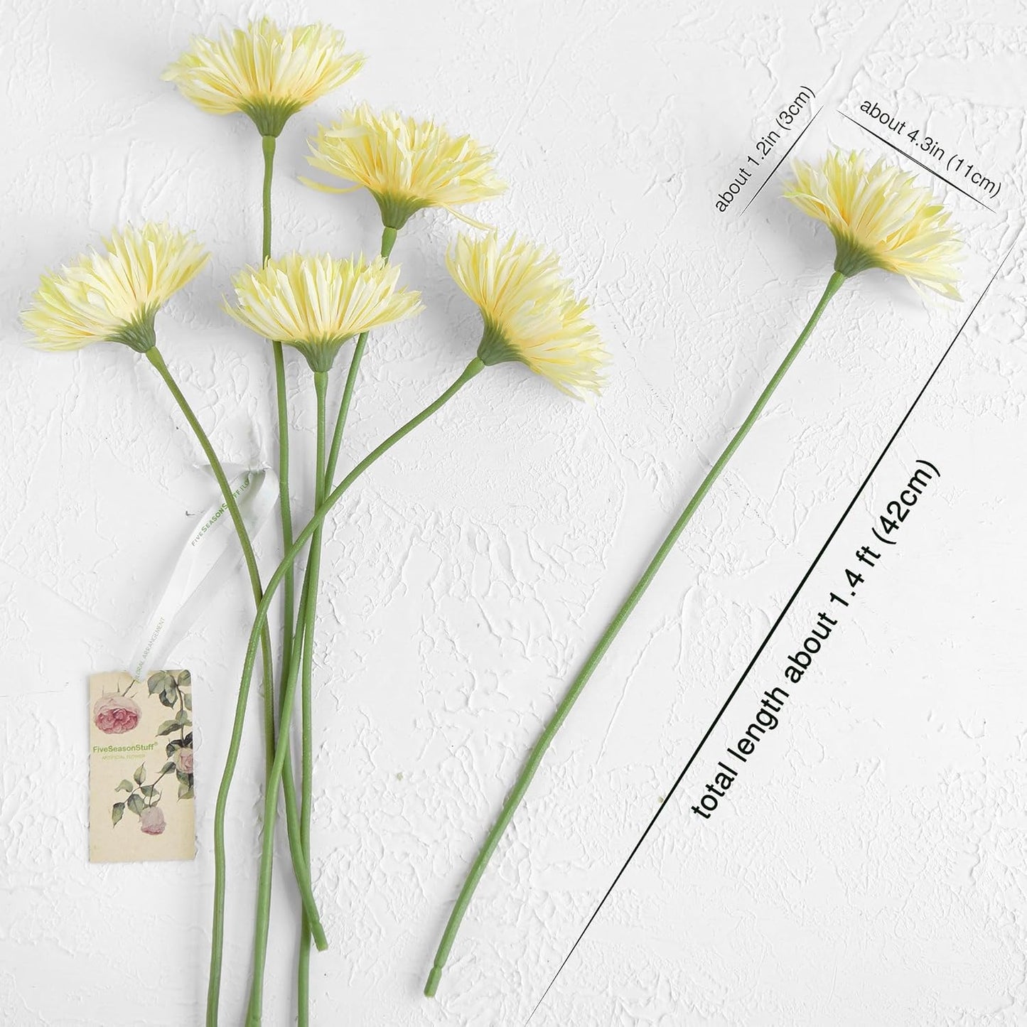 Real Touch Gerbera Daisy Artificial Flowers Arrangement & Wedding Bouquet (7 Floral Stems, Tuscany Yellow)