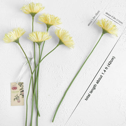 Real Touch Gerbera Daisy Artificial Flowers Arrangement & Wedding Bouquet (7 Floral Stems, Tuscany Yellow)