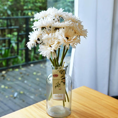 Real Touch Gerbera Daisy Artificial Flowers Arrangement & Wedding Bouquet (7 Floral Stems, Tuscany Yellow)