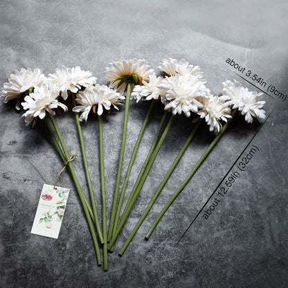 Real Touch Gerbera Daisy Artificial Flowers Arrangement & Wedding Bouquet (7 Floral Stems, Tuscany Yellow)