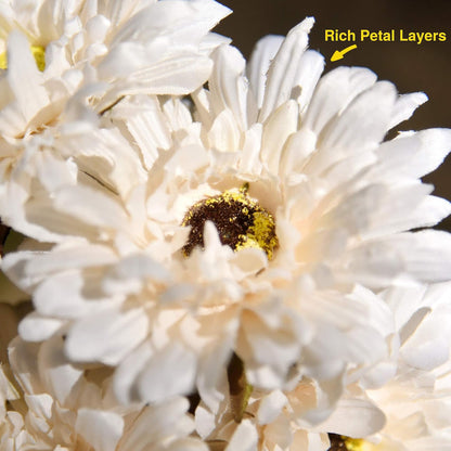 Real Touch Gerbera Daisy Artificial Flowers Arrangement & Wedding Bouquet (7 Floral Stems, Tuscany Yellow)