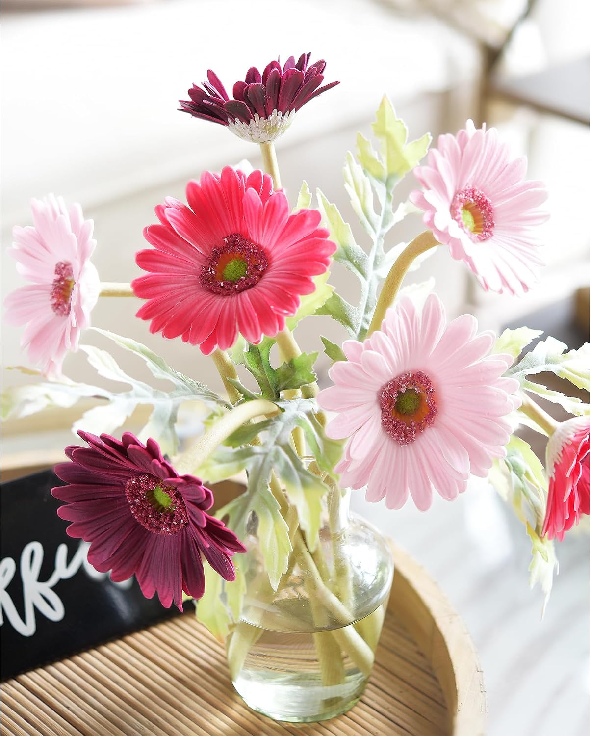Real Touch Gerbera Daisy Artificial Flowers Arrangement & Wedding Bouquet (7 Floral Stems, Tuscany Yellow)