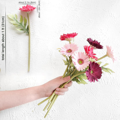 Real Touch Gerbera Daisy Artificial Flowers Arrangement & Wedding Bouquet (7 Floral Stems, Tuscany Yellow)