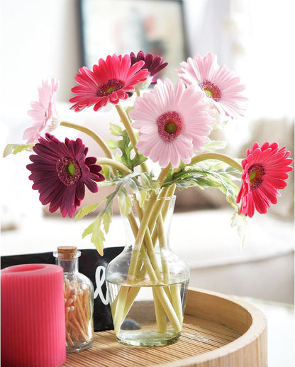 Real Touch Gerbera Daisy Artificial Flowers Arrangement & Wedding Bouquet (7 Floral Stems, Tuscany Yellow)