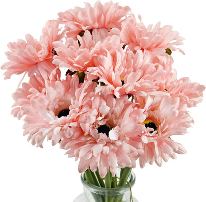 Real Touch Gerbera Daisy Artificial Flowers Arrangement & Wedding Bouquet (7 Floral Stems, Tuscany Yellow)