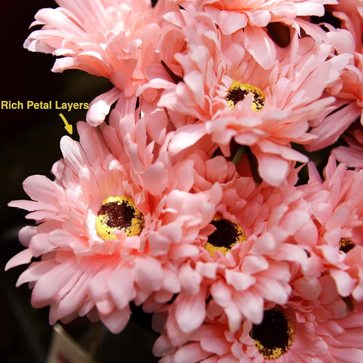 Real Touch Gerbera Daisy Artificial Flowers Arrangement & Wedding Bouquet (7 Floral Stems, Tuscany Yellow)