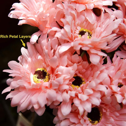 Real Touch Gerbera Daisy Artificial Flowers Arrangement & Wedding Bouquet (7 Floral Stems, Tuscany Yellow)