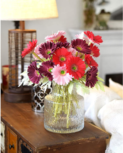 Real Touch Gerbera Daisy Artificial Flowers Arrangement & Wedding Bouquet (7 Floral Stems, Tuscany Yellow)
