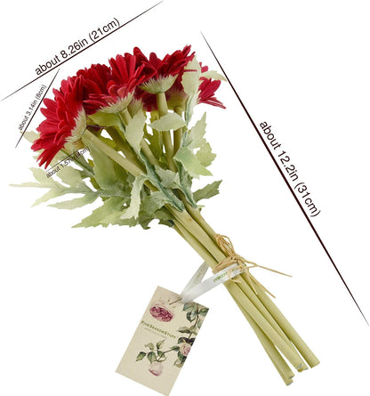 Real Touch Gerbera Daisy Artificial Flowers Arrangement & Wedding Bouquet (7 Floral Stems, Tuscany Yellow)
