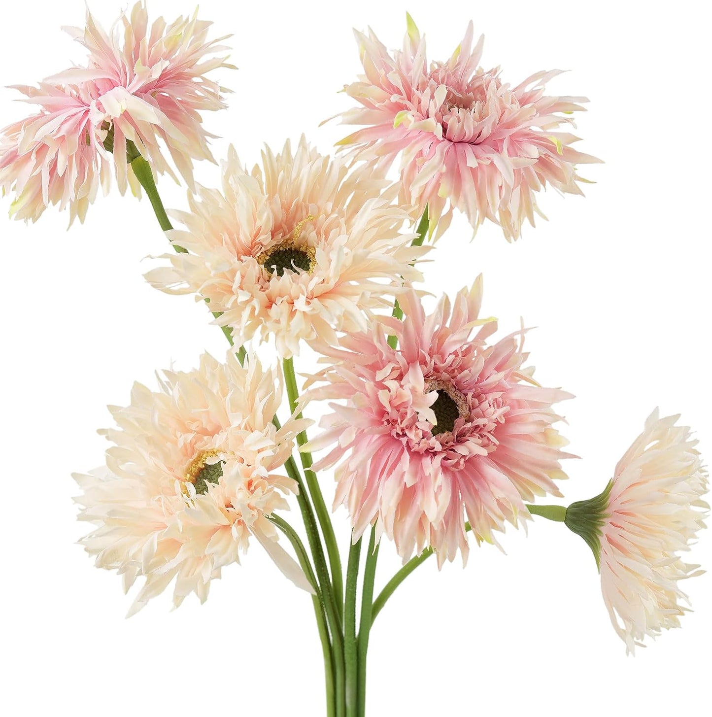 Real Touch Gerbera Daisy Artificial Flowers Arrangement & Wedding Bouquet (7 Floral Stems, Tuscany Yellow)