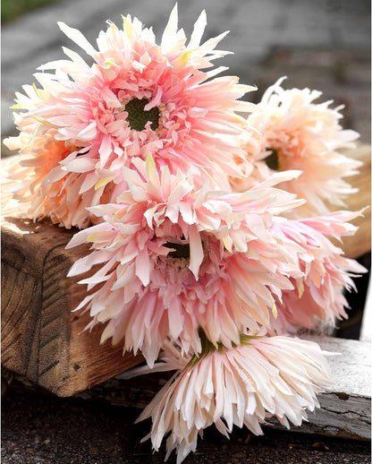 Real Touch Gerbera Daisy Artificial Flowers Arrangement & Wedding Bouquet (7 Floral Stems, Tuscany Yellow)
