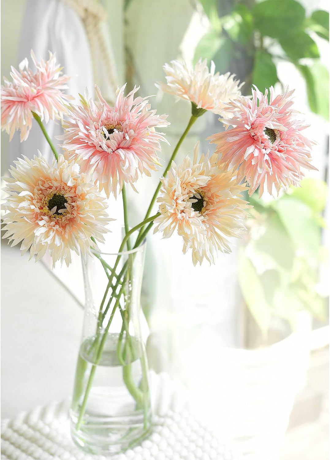 Real Touch Gerbera Daisy Artificial Flowers Arrangement & Wedding Bouquet (7 Floral Stems, Tuscany Yellow)