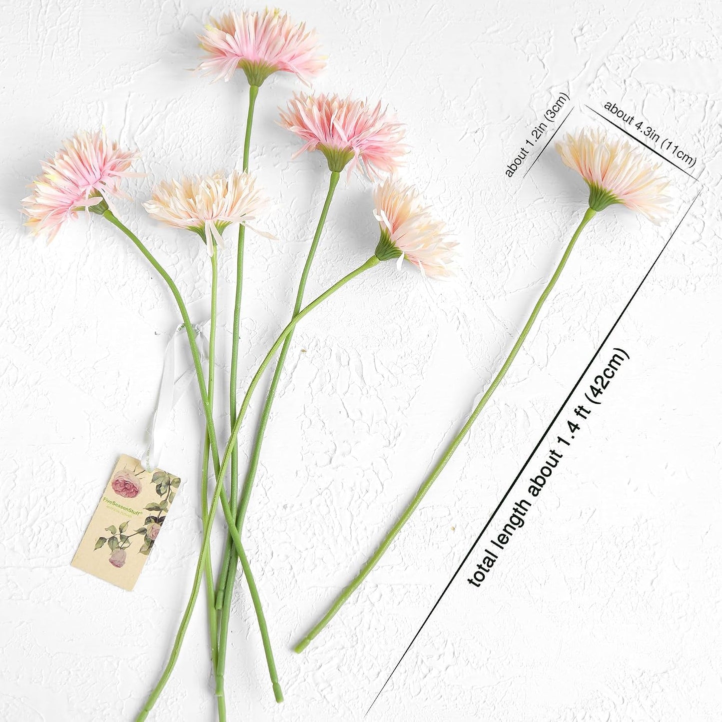 Real Touch Gerbera Daisy Artificial Flowers Arrangement & Wedding Bouquet (7 Floral Stems, Tuscany Yellow)