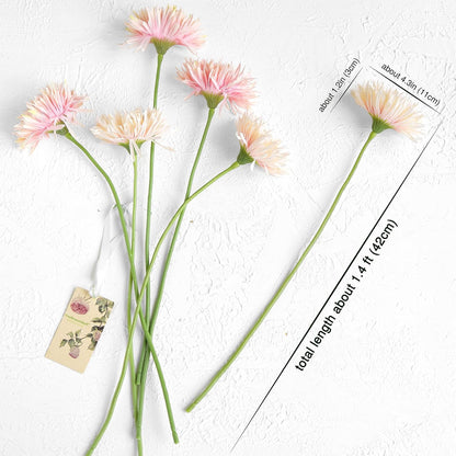 Real Touch Gerbera Daisy Artificial Flowers Arrangement & Wedding Bouquet (7 Floral Stems, Tuscany Yellow)