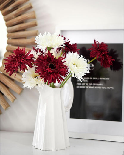 Real Touch Gerbera Daisy Artificial Flowers Arrangement & Wedding Bouquet (7 Floral Stems, Tuscany Yellow)