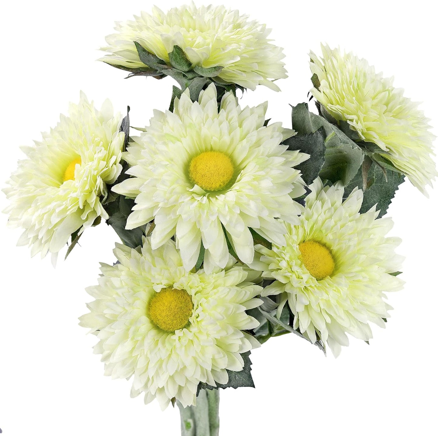 Real Touch Gerbera Daisy Artificial Flowers Arrangement & Wedding Bouquet (7 Floral Stems, Tuscany Yellow)