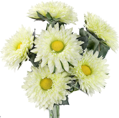 Real Touch Gerbera Daisy Artificial Flowers Arrangement & Wedding Bouquet (7 Floral Stems, Tuscany Yellow)