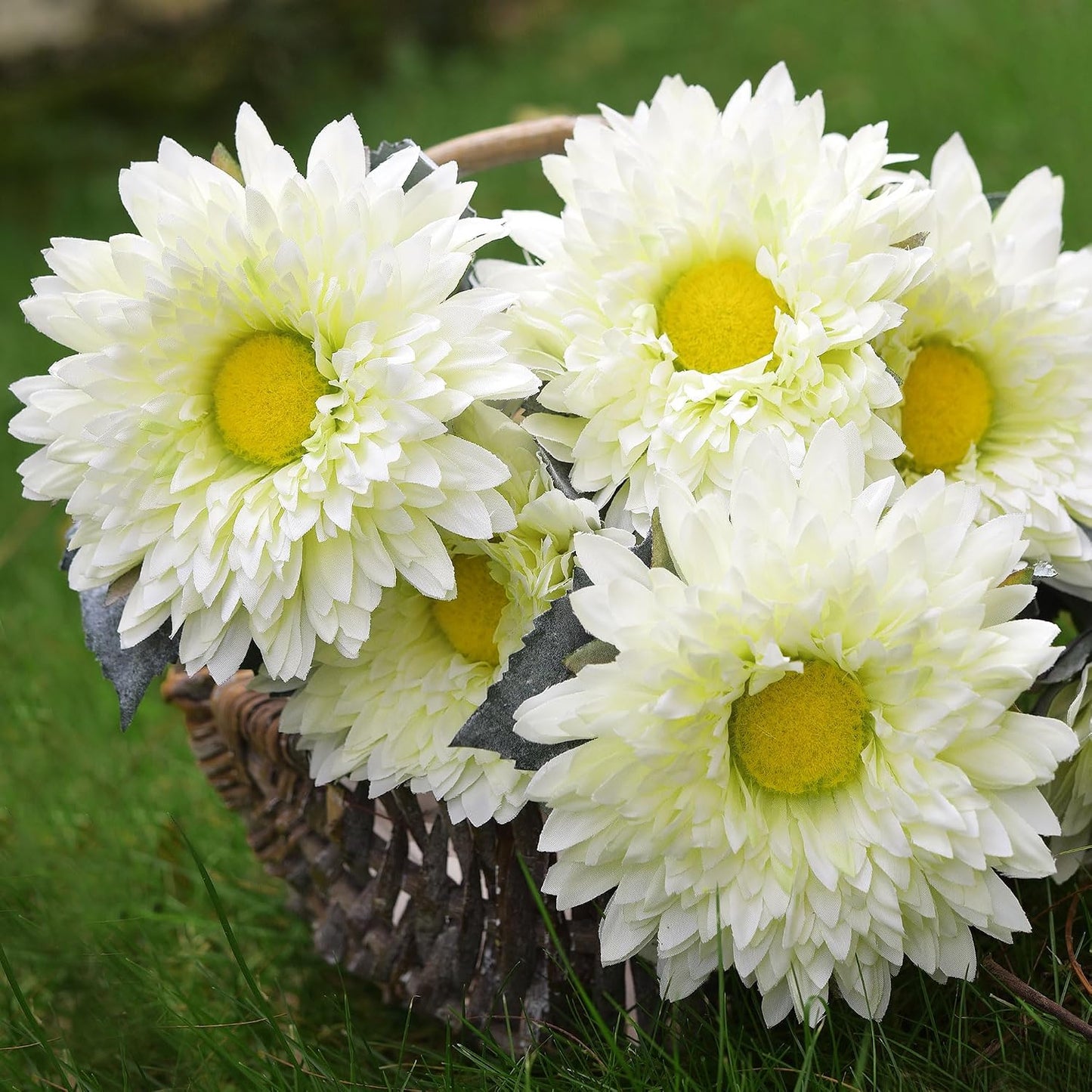Real Touch Gerbera Daisy Artificial Flowers Arrangement & Wedding Bouquet (7 Floral Stems, Tuscany Yellow)