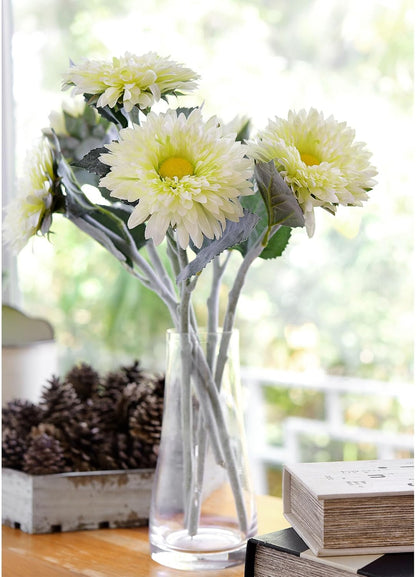 Real Touch Gerbera Daisy Artificial Flowers Arrangement & Wedding Bouquet (7 Floral Stems, Tuscany Yellow)