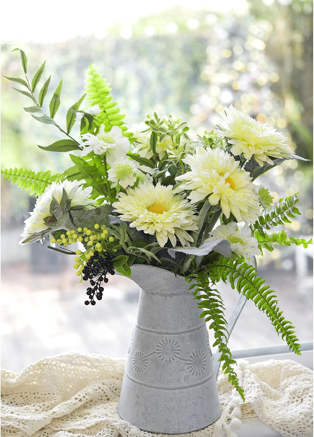 Real Touch Gerbera Daisy Artificial Flowers Arrangement & Wedding Bouquet (7 Floral Stems, Tuscany Yellow)