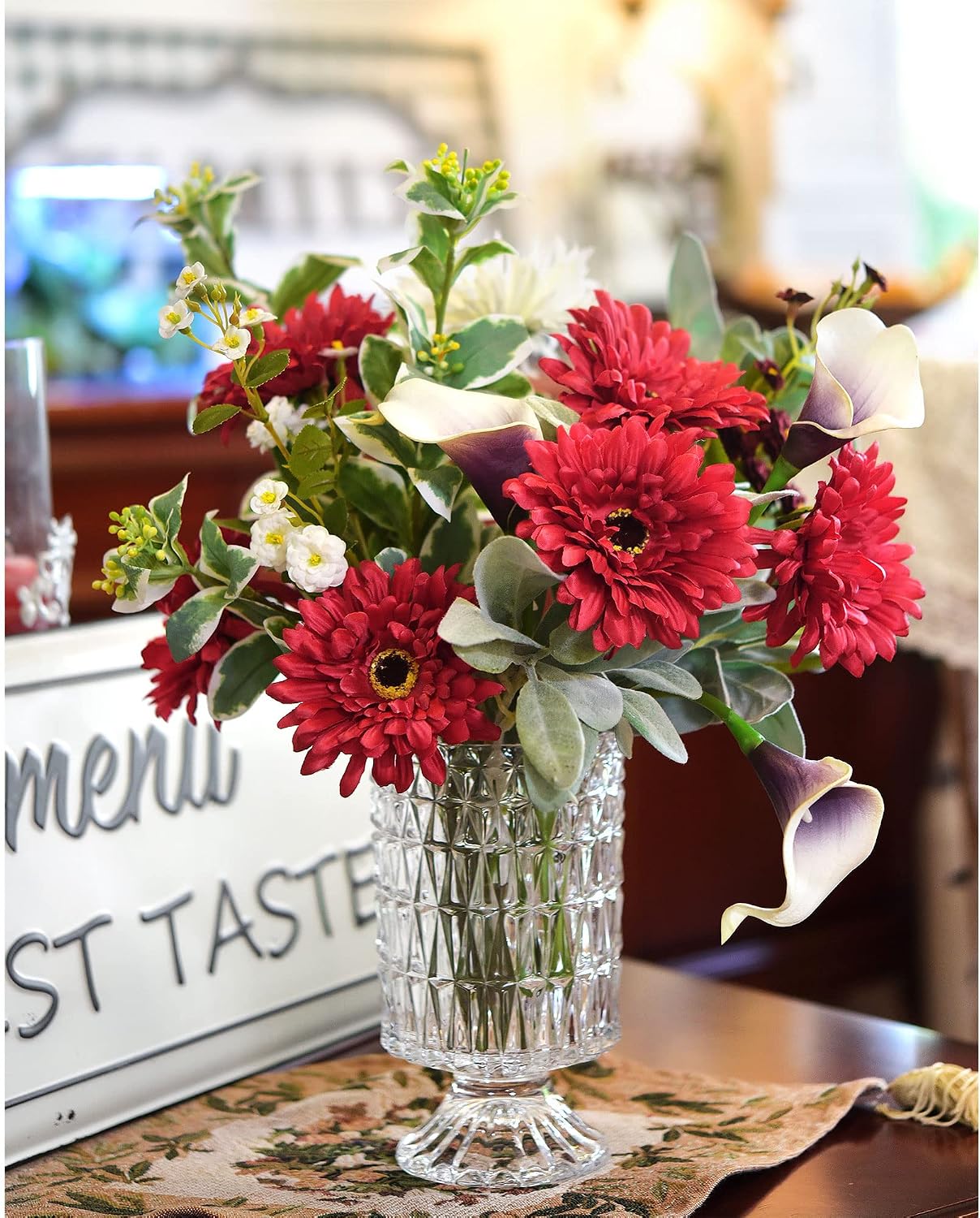 Real Touch Gerbera Daisy Artificial Flowers Arrangement & Wedding Bouquet (7 Floral Stems, Tuscany Yellow)
