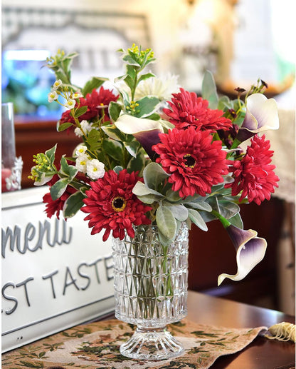 Real Touch Gerbera Daisy Artificial Flowers Arrangement & Wedding Bouquet (7 Floral Stems, Tuscany Yellow)