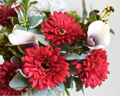 Real Touch Gerbera Daisy Artificial Flowers Arrangement & Wedding Bouquet (7 Floral Stems, Tuscany Yellow)