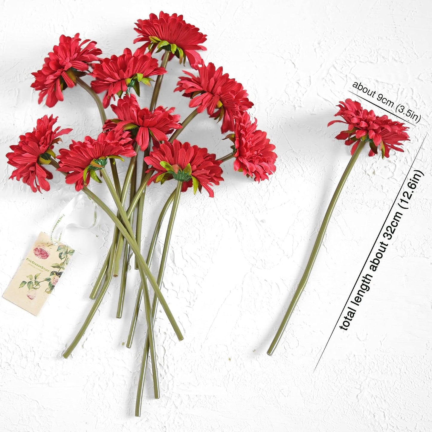 Real Touch Gerbera Daisy Artificial Flowers Arrangement & Wedding Bouquet (7 Floral Stems, Tuscany Yellow)