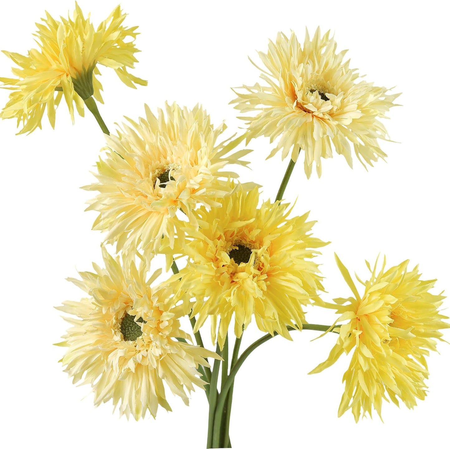 Real Touch Gerbera Daisy Artificial Flowers Arrangement & Wedding Bouquet (7 Floral Stems, Tuscany Yellow)