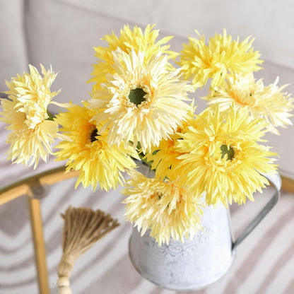 Real Touch Gerbera Daisy Artificial Flowers Arrangement & Wedding Bouquet (7 Floral Stems, Tuscany Yellow)