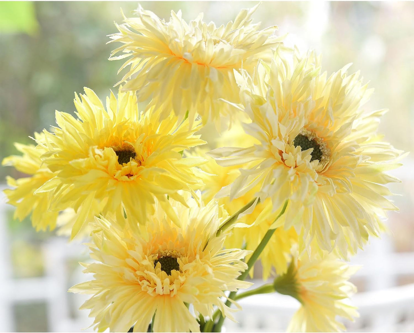 Real Touch Gerbera Daisy Artificial Flowers Arrangement & Wedding Bouquet (7 Floral Stems, Tuscany Yellow)