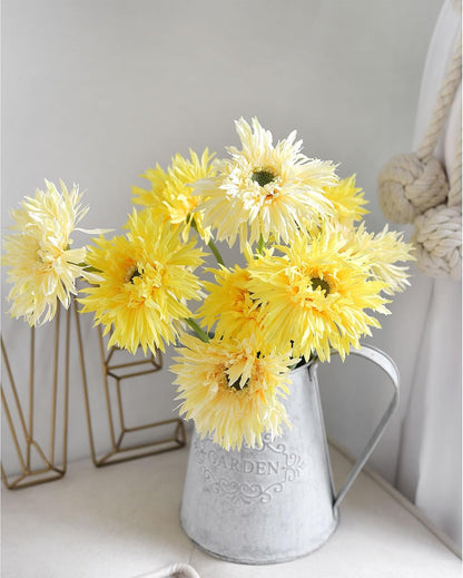 Real Touch Gerbera Daisy Artificial Flowers Arrangement & Wedding Bouquet (7 Floral Stems, Tuscany Yellow)