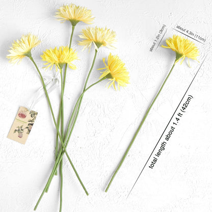 Real Touch Gerbera Daisy Artificial Flowers Arrangement & Wedding Bouquet (7 Floral Stems, Tuscany Yellow)