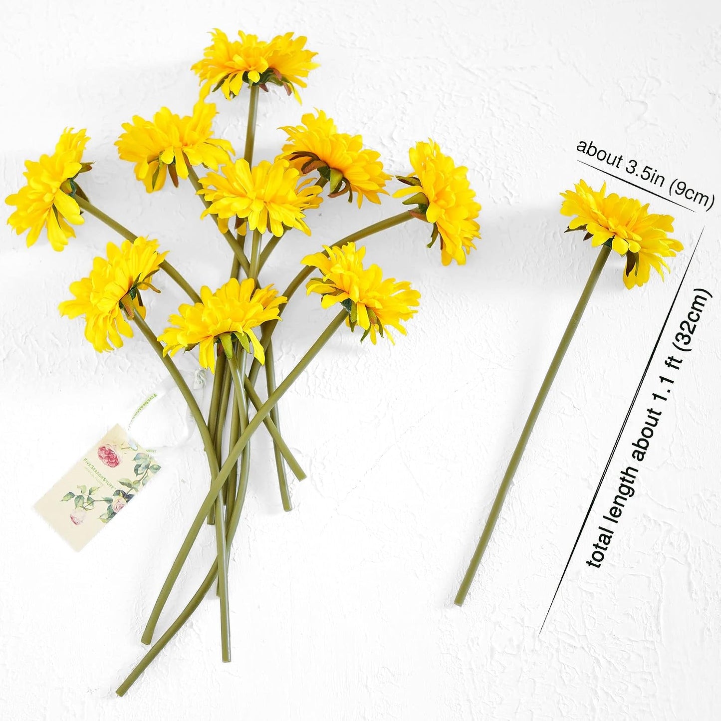 Real Touch Gerbera Daisy Artificial Flowers Arrangement & Wedding Bouquet (7 Floral Stems, Tuscany Yellow)
