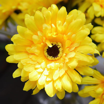 Real Touch Gerbera Daisy Artificial Flowers Arrangement & Wedding Bouquet (7 Floral Stems, Tuscany Yellow)