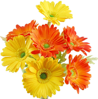 Real Touch Gerbera Daisy Artificial Flowers Arrangement & Wedding Bouquet (7 Floral Stems, Tuscany Yellow)