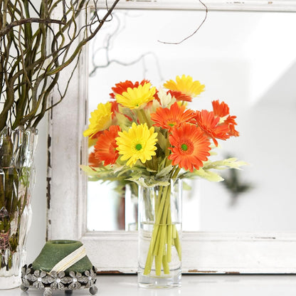 Real Touch Gerbera Daisy Artificial Flowers Arrangement & Wedding Bouquet (7 Floral Stems, Tuscany Yellow)