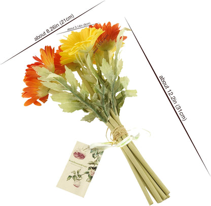 Real Touch Gerbera Daisy Artificial Flowers Arrangement & Wedding Bouquet (7 Floral Stems, Tuscany Yellow)