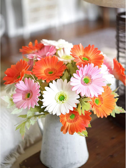 Real Touch Gerbera Daisy Artificial Flowers Arrangement & Wedding Bouquet (7 Floral Stems, Tuscany Yellow)