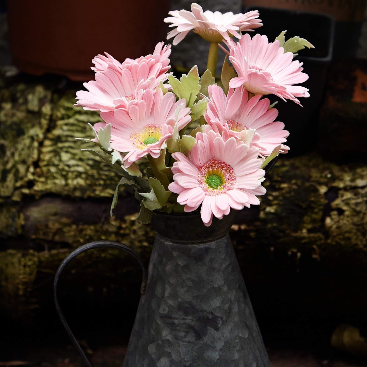 Real Touch Gerbera Daisy Artificial Flowers Arrangement & Wedding Bouquet (7 Floral Stems, Tuscany Yellow)