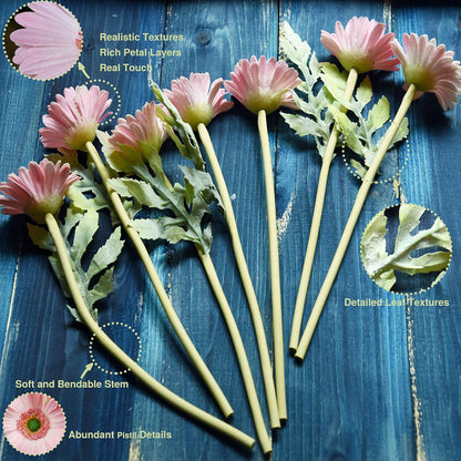 Real Touch Gerbera Daisy Artificial Flowers Arrangement & Wedding Bouquet (7 Floral Stems, Tuscany Yellow)