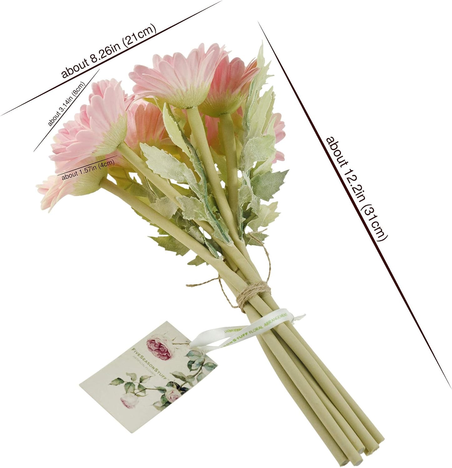 Real Touch Gerbera Daisy Artificial Flowers Arrangement & Wedding Bouquet (7 Floral Stems, Tuscany Yellow)